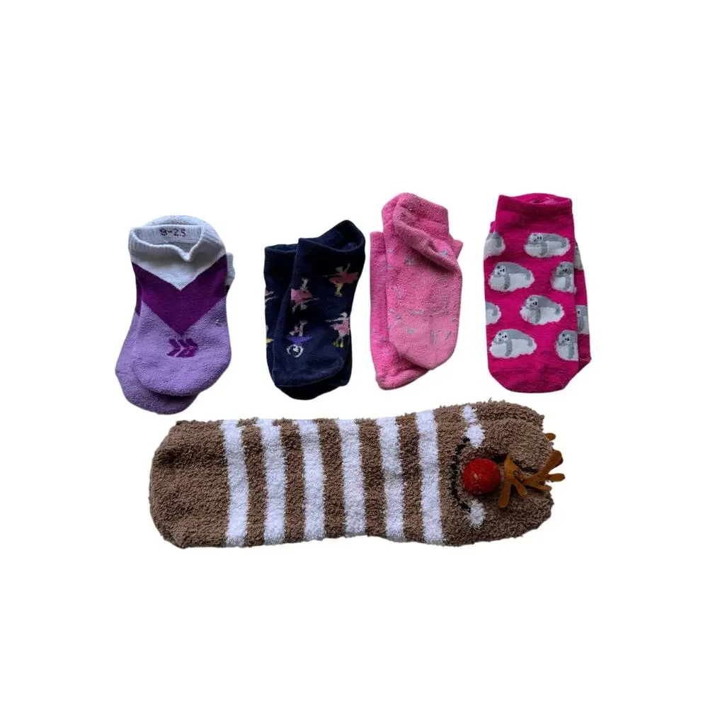Girls Fun Sock Bundle: Athletic, Ankle, & Reindeer Socks!